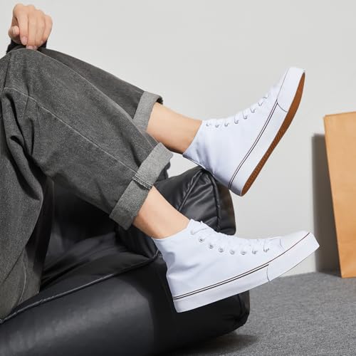 Image of yageyan Men's High Top Canvas Sneakers Fashion Lace up Walking Shoes Casual Classic