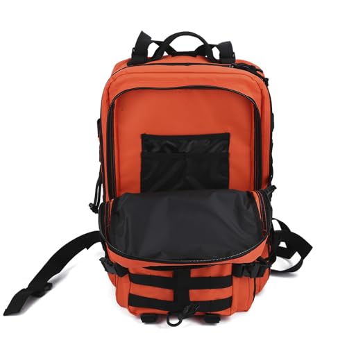 Image of REEBOW GEAR Military Tactical Backpack for Men Large Army 3 Day Assault Pack Molle Hiking Daypack Bag (Orange-black)