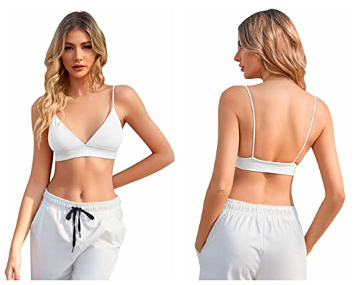 Image of INIBUD Bralette for Women Triangle Cups Removable Padded Wire Free Pull On Closure