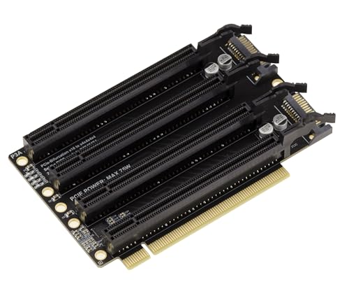 Riser PCIe Gen 3.0 x16 avec bifurcation 4 ports x4 et connecteur coudé 90°