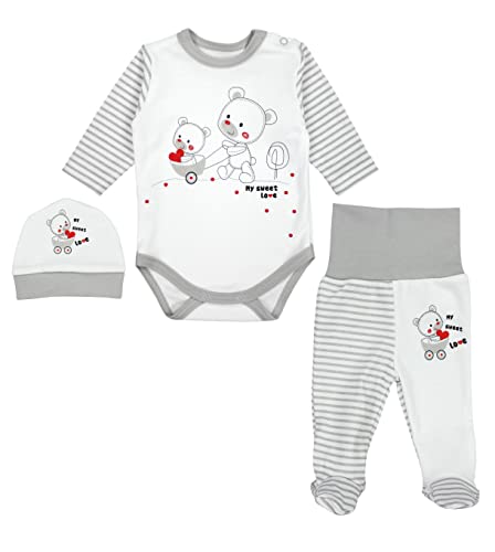 TupTam Baby Mädchen Jungen Bekleidungsset Langarmbody Hose Mütze mit...