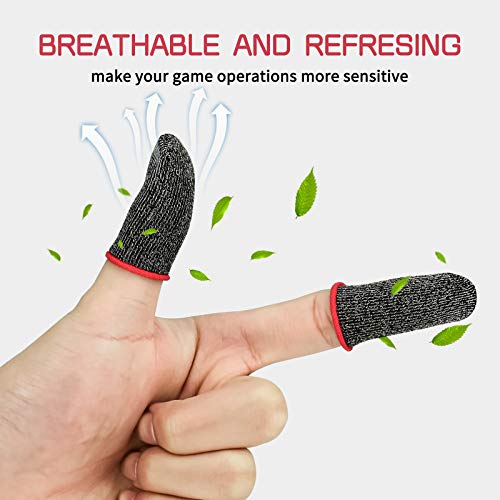 Finger Sleeve Sets for Gaming Mobile Game Controller Thumb Sleeves [10 Pack], Anti-Sweat Breathable Touchscreen Sensitive Aim Joysticks Finger Set for Rules of Survival/PUBG (Red)