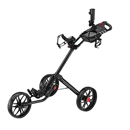 Caddytek Quad Pliage Chariot de Golf 3 Roues Super Deluxe et avec Le Sac d'entreposage, Noir Cover