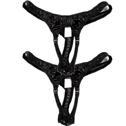 Men's Underpants Shiny Leather Open Thongs Mid-Rise T Back Stretch Mens Thong Underwear