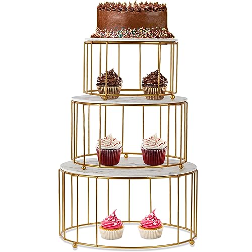 JUJOYBD3er Set Tortenständer Rund, Gold Etagere 3 Etagen Kuchenständer, Dessert Display Ständer für Hochzeit, Geburtstag, Buffet & Weihnachten