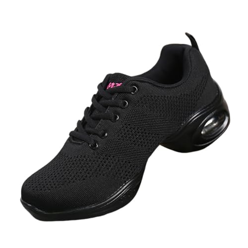 Hixingo Zapatillas de Deporte Jazz para Mujeres, Zapatos de Baile Antideslizantes Baile Sneaker Transpirables y Ligeros para Jazz/National Mark/Rumba/Cha Cha (35,876 Negro)