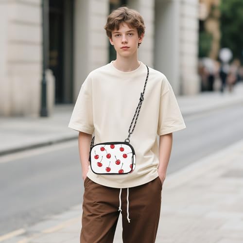 Red Cherry White Crossbody Bags for Women Cell Phone Purses Women's Shoulder Handbags Wallet Purse with Adjustable Strap3