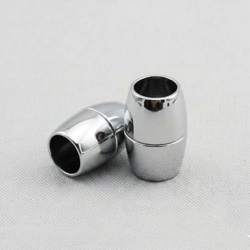 Image of Beadsnfashion 10 Pcs Oval Magnetic Leather Cord Connectors Clasp 16x8mm, 4.75mm Hole Silver Finish | Premium Magnetic Clasp for Jewellery Making, Bracelets & Necklaces | Essential Jewelry Findings for DIY Crafting