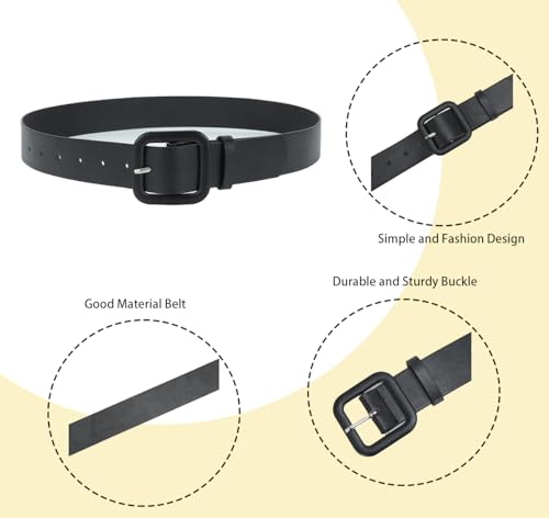 COTIM COYIN Women's Wide Leather Belt with Square Buckle, High Waist Belts for Dress Jeans Pants2