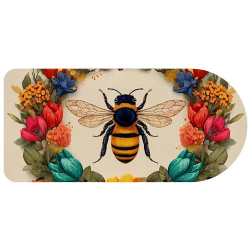 Grand tapis de souris bureau xl abeille couronne de fleurs tapis de bureau antidérapant