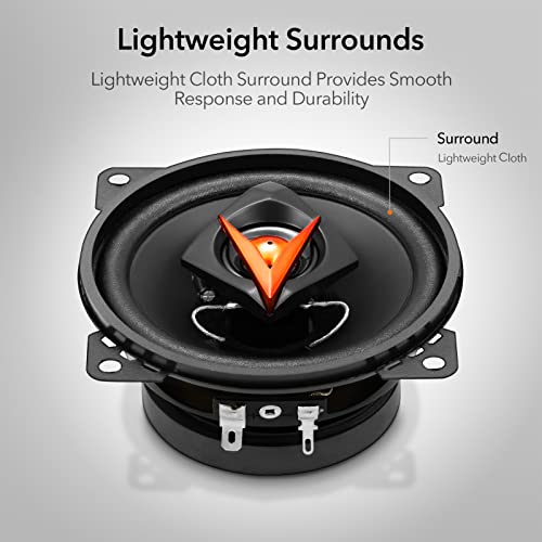 Cadence Iq422Ge 4 Inch 2-Way Full Range Car Speakers, 75 Watts Max Power, 4 Ohms, 30 Watts Rms, 1 Inch Voice Coil Coaxial System Car Audio Loudspeakers, Pair #TOP4