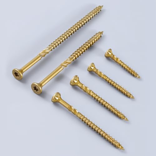 Image of #9 x 2-1 /2 in Multi-Purpose Wood Deck Screw for Interior and Exterior,Bugle Head,Golden Coated with T25 Bit Star Drive Torx for Furniture Building /Fence /Decking(1LBS,85Pcs)