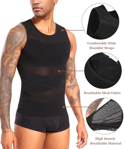 Men's Compression Shirts Body Shaper Tank Top Sleeveless Shapewear Slimming Undershirt Tummy Control Vest4
