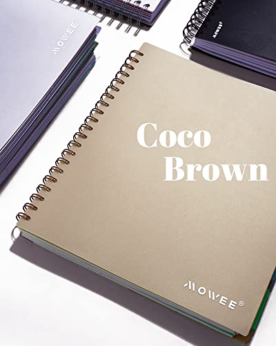 Image of 5 Subject Notebook - Spiral Notebook, College Ruled Notebook With Dividers Pocket, Tabs, 11 inch Ruler, 200 Pages, for Writing Journal, Home & Office, School Supplies, 8.5''x11'' CoCo Brown | 200 Pages, 11 inch Ruler, 8.5 inchx11 inch Brown, Pocket Dividers with Tab Labels, for Writing Journal, Home, Office & School Supplies