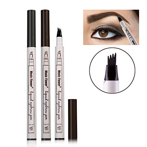 FOXCESD Liquid Eyebrow Pencil Waterproof with 4 Micro Fork Tip Simulate Raw Eyebrows (Gray)