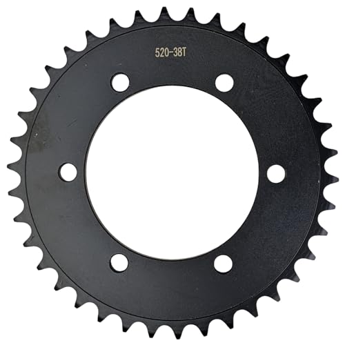 RedCap 38 Tooth Rear Drive Sprocket 6-Hole, 520 Chain Size, Steel Sprocket Compatible for Jonway XMT Vitacci Titan GTX X-Pro 250 EFI Manual 6 Speed Motorcycle