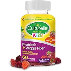 Culturelle Daily Probiotic For Kids + Veggie Fiber Gummies (Ages 3+) - 60 Count - Digestive Health & Immune Support – Berry Flavor with a Vitamin C Boost