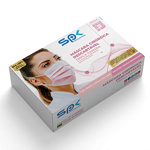Máscara Cirúrgica Descartável Rosa – Caixa 50 Unidades