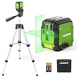 Huepar Laser Level Self Leveling with 40inch Compact Tripod, Indoor Use Only, Brighter Green Cross Line for Leveling The Floor, Picture Hanging, Wall Painting, Cabinet, Light Installation etc.