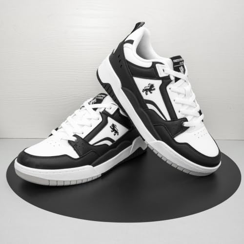 Image of Red Tape Men's Sneakers Black White Pu Round Toe Lace-Up