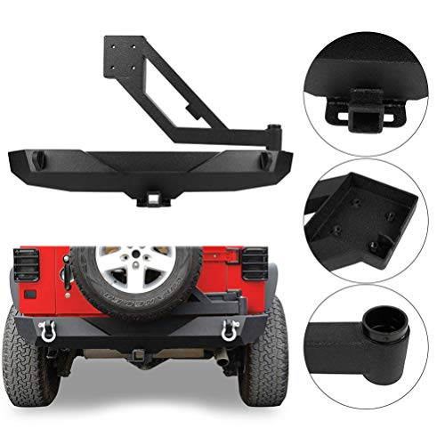 Cciyu Rear Step Bumper W/Tire Carrier & 2 Led Lights Relacement Fits For Jeep Wrangler Jk 2007-2018 #TOP1