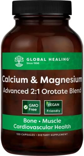 Global Healing IntraCal Natural Calcium and Magnesium Orotate Supplement for Maximum Absorption - Supports Healthy Teeth & Bones, Normal Muscle Function - (120 Capsules)