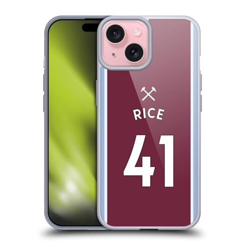 Carcasa Silicona iPhone 15 Protectora Funda Gel West Ham United Jugador Declan Rice