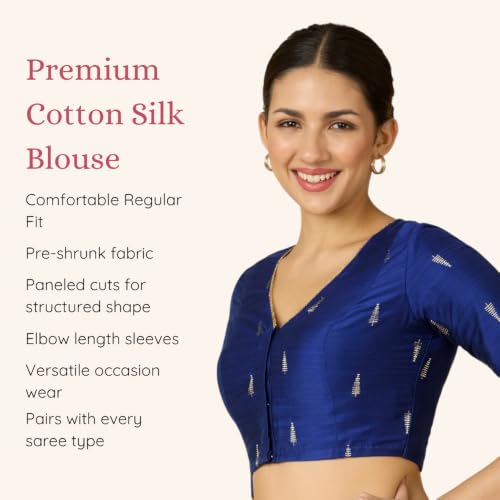 Image of Studio Shringaar Women's Handloom Cotton Silk Readymade Saree Blouse with Underarm Sweat Pads (Pack of 14 Pads)
