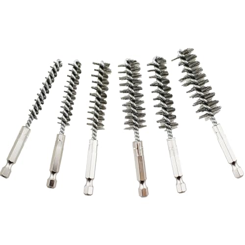 Image of TAODAN 6 Pieces Silver Stainless Steel Hole Brush Set 8 /10 /12 /15 /17 /19mm Pipe Cleaning Brush for Pipe Cleaning and Deburring
