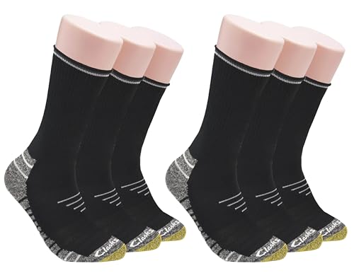 Clarks Men's Sport Half Cushion Crew Socks 6 Pair, Black, Men's 7-12 Shoe