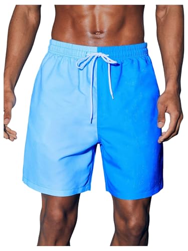 Floerns Men's Colorblock Drawstring Swim Trunk Quick Dry Beach Shorts with Pocket