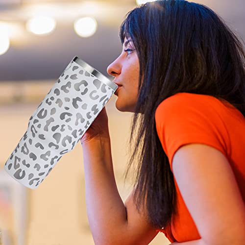 QEAGVJ 52oz Leopard Print Tumbler with Handle, Insulated Stainless Steel Black leopard Coffee Mug Cup with Lid and Straw Double Wall Vacuum Travel Mug Tumbler for Office, Home, Party… - Image 2