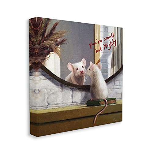 Stupell Industries AE-767_CN_17X17 Small But Mighty Sentiments Adorable Mouse In Mirror Canvas Wall Art cover