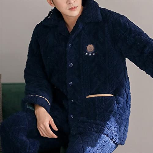 Set Of Winter Men's Pajamas Coral Velvet Korean Version Of Thickened Facecloth Home Clothes2