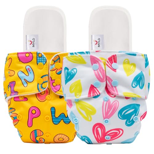 Mylo Leak-Proof Baby Cloth Diaper Combo (2 Diapers + 2 Inserts) |...