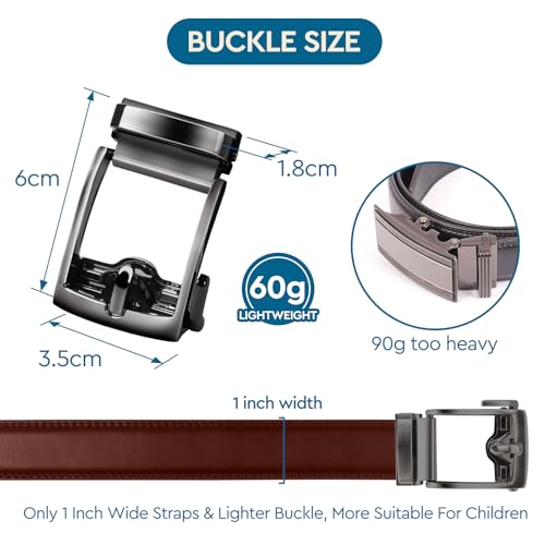 Kids Belt Leather Ratchet Easy-Release, Kids Dress Belt 1" Width For Formal and Everyday Wear.4