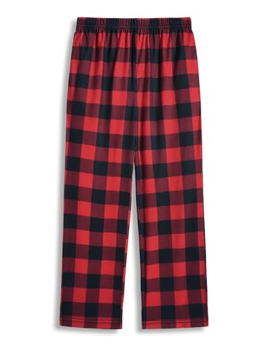 Arshiner Boys Red Plaid Pajama Pants Long Plaid PJ Bottoms Boys Sleepwear Lounge Pants with Pockets 9-10 Years