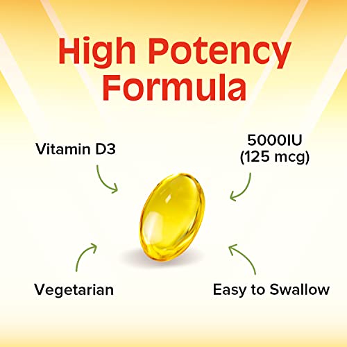Remediate Vitamin D3, 5000 Iu (125 Mcg), High Potency For Healthy Immune Function & Better Calcium Absorption, Stronger Bones & Teeth, Non-Gmo, Vegetarian Friendly, Once Daily, 120 Softgels #TOP2
