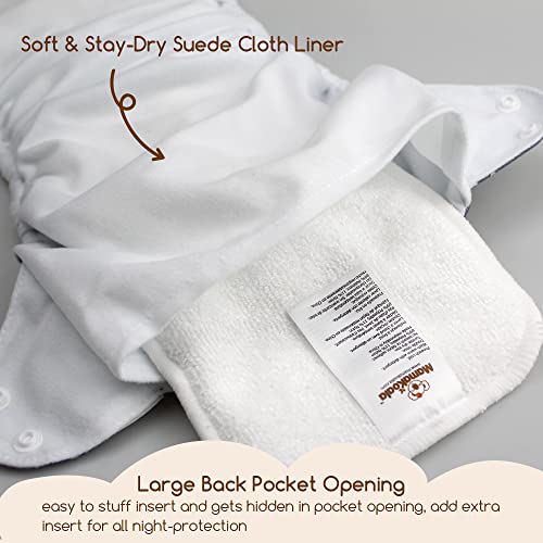 Mama Koala Neutral 1.0 Baby Cloth Pocket Diapers, Washable 6 Pack Pocket Cloth Diapers with 6 Microfiber Diaper Inserts (Jagger) - Thumbnail 4