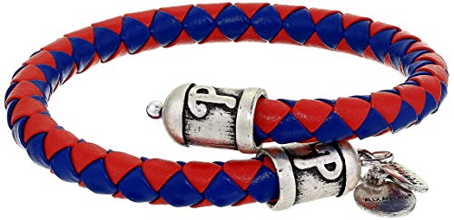 Alex and Ani Unisex Philadelphia Phillies Braided Leather Rafaelian Silver-Tone Wrap Bracelet