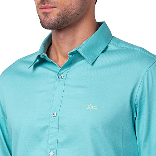 Image of Spykar Men's Slim Fit N /A Full Sleeve Solid Casual Shirts