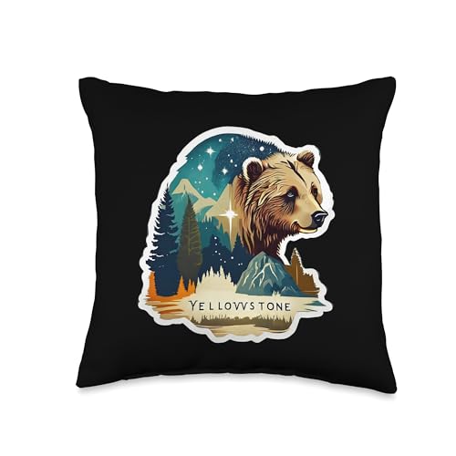 Yellowstone National Park Wyoming Montana Idaho Grizzly Bear Throw Pillow