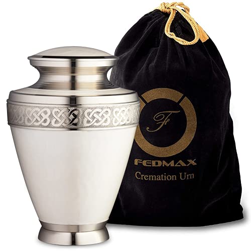 Fedmax Urns for Ashes Adult Male or Female - Funeral and Memorial Cremation Urns for Human Ashes up to 200 lbs with Velvet Bag, White