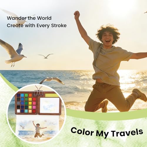 Pagather Travel Watercolor Travel Set, 24 Colors Mini Portable Paint Kit — view 6