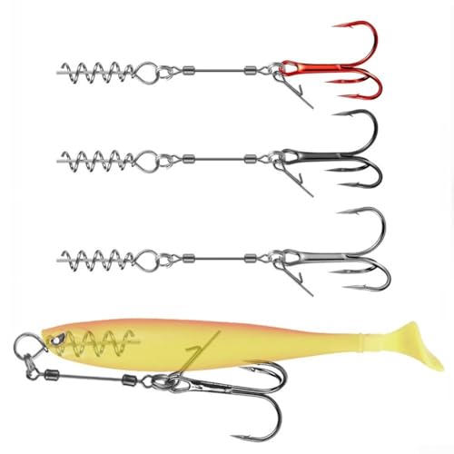 UTTASU Triple Fishing Hooks, Fishing Treble Hooks with Twistlock Screw Rigs, Enhanced Performance for Soft Lure Pack of 3