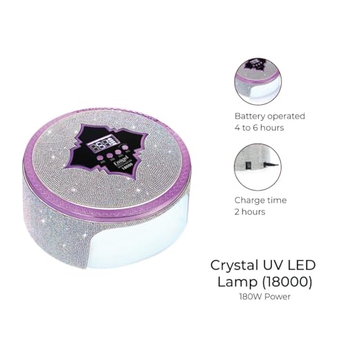 Image of Emigel Professional Nail Crystal UV LED Nail Lamp 180W Power | 4-6 Hours Battery Life, 2 Hours Charging Time| UV Nail Gel Polish Dryer & Curing Lamp | Large Space for Both hands | For Salon & Home Use. With 4 Month Warranty.