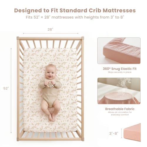 Konssy 2-Pack Muslin Crib Sheets