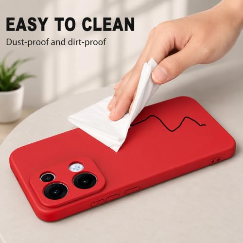 Image of Back Cover for Oppo Reno13 5G | Full Camera Protection | Premium Liquid Silicon Case | Flexible Bumper Case for Oppo Reno13 5G (Red)