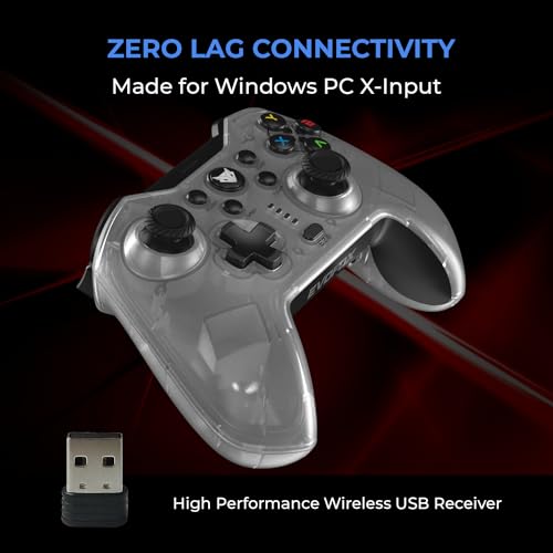 EvoFox Elite X Wireless Gamepad for PC with Dual Vibration Motors, 2 Macro Back Buttons, Low Latency Plug and Play, Free USB Extender, Translucent... - Image 2