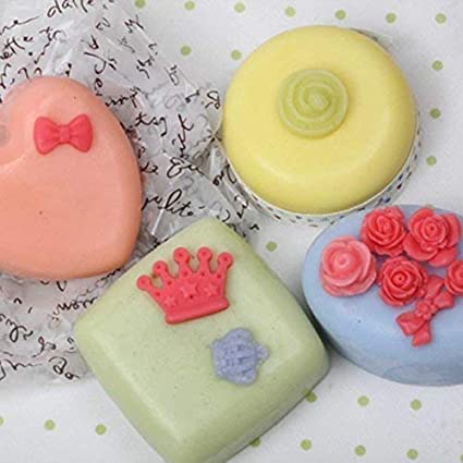 Image of MoldBerry Silicone Soap Mold 4-in-1 | Round, Square, Oval & Heart Shape Mould | Multi-Purpose for Soap, Bath Bombs, Candle, Cake & Pastry | Multicolor (Pack of 1)